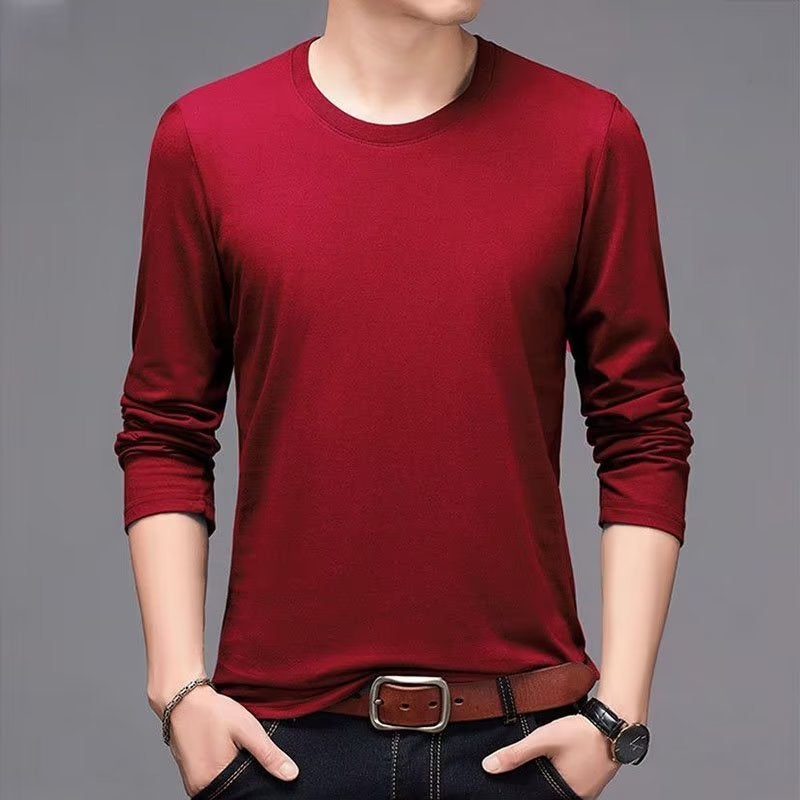 Supply Solid Color White Long Sleeve T-Shirt Men'S Inner T-Shirt Base Shirt Autumn Clothes Men'S Plus Size T-Shirt - Image 5