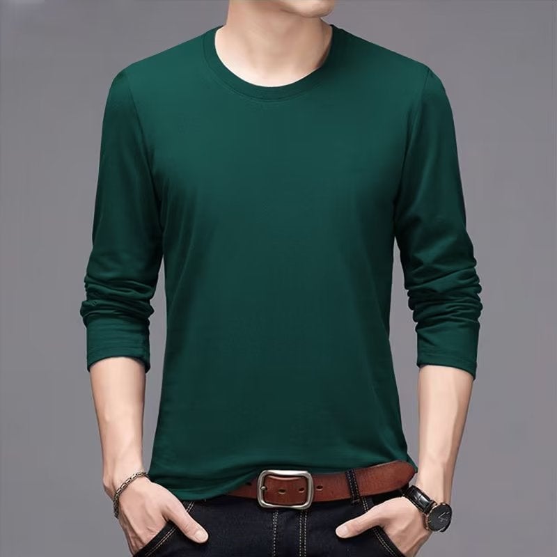 Supply Solid Color White Long Sleeve T-Shirt Men'S Inner T-Shirt Base Shirt Autumn Clothes Men'S Plus Size T-Shirt - Image 3