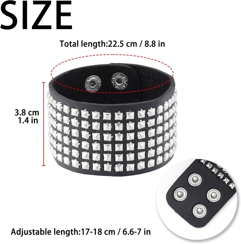 Mafnee Store Mens Bracelet Braided Leather Punk Rock Cuff Bracelets Wrap Bracelet for Men Women Black - Image 4