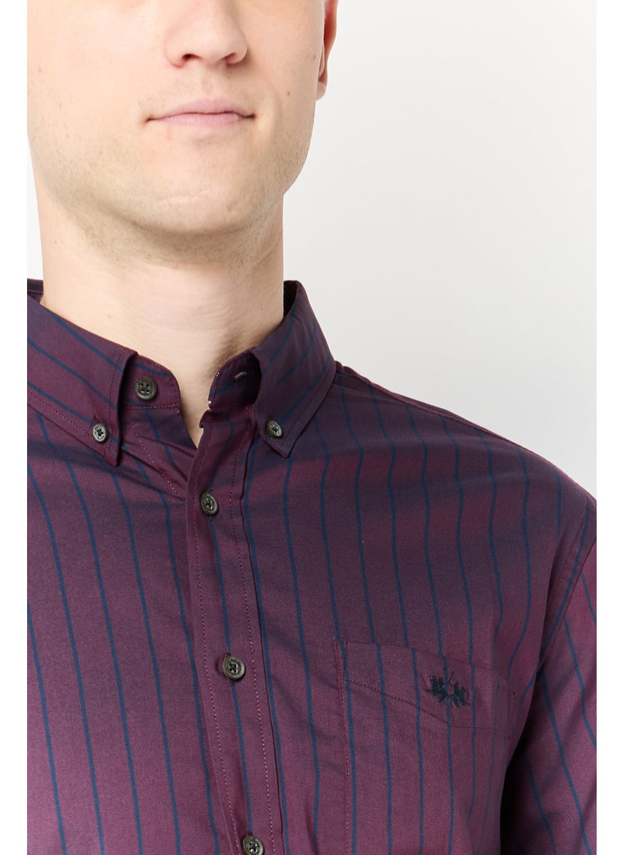 La Martina Men Tailored Fit Long Sleeves Embroidered Logo Casual Shirt, Multicolor  - Image 3