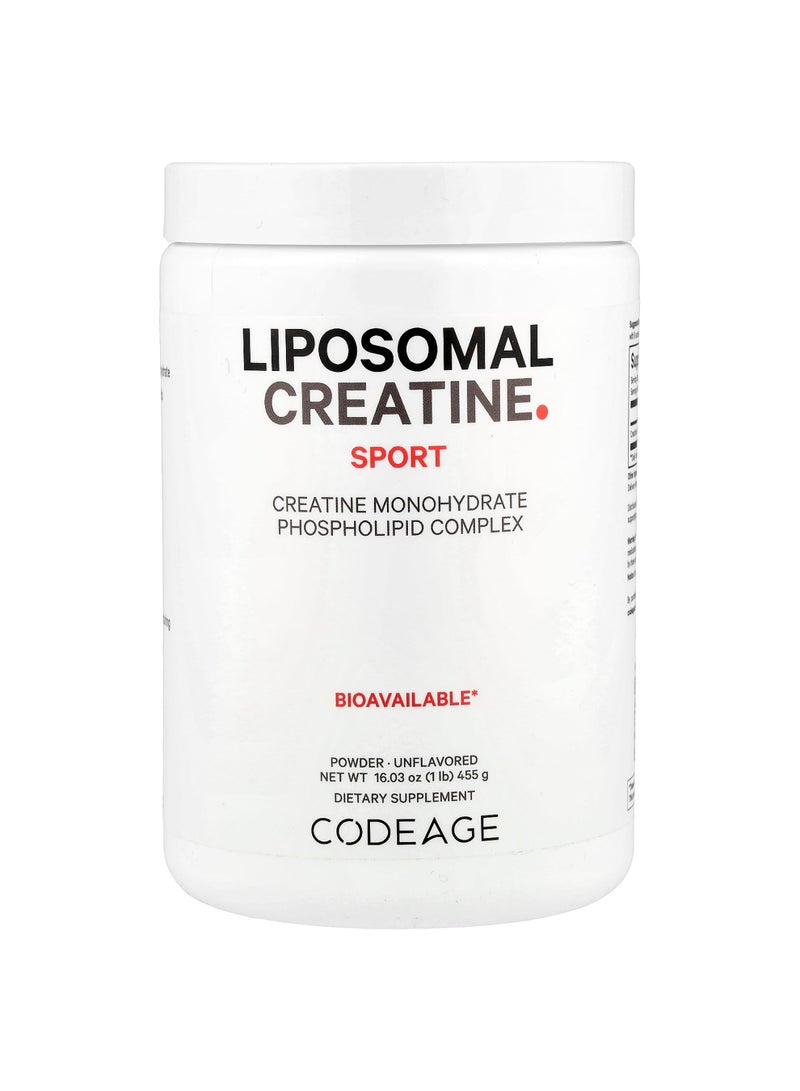 Codeage Sport, Liposomal Creatine Powder, Unflavored, 1 lb (455 g)