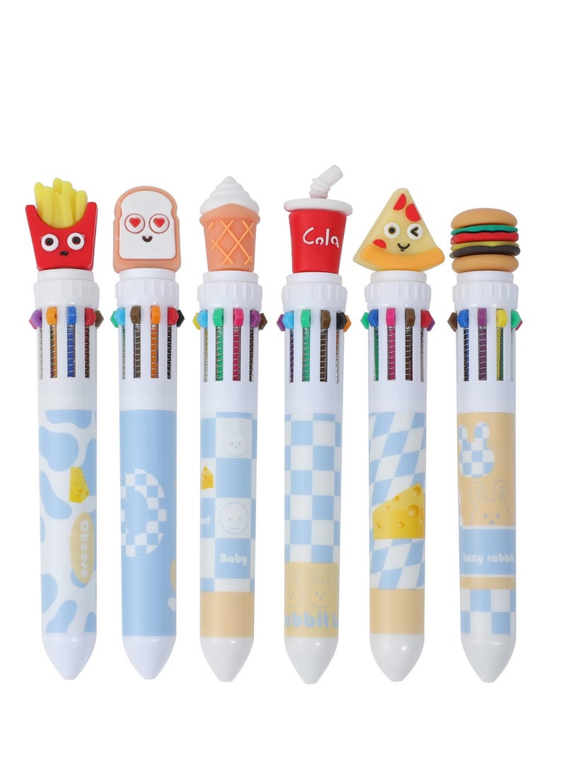 SYOSI Kawaii Multicolor Pens 6 Pcs 0.5mm 10-in-1 Retractable Cute Pens Kawaii Office School Supplies Kawaii Stationary for Kids, Girls, Boys - Image 1