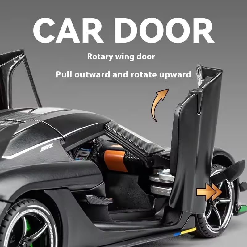 VARIYA ENTERPRISE Model Car Exclusive Alloy Metal Pull Back Die-cast Car Metal Pullback Toy car with Openable Doors & Light Music Best Gifts Toys Kids (1:24 Scale Koenigsegg Jesko Sport - Grey) - Image 3