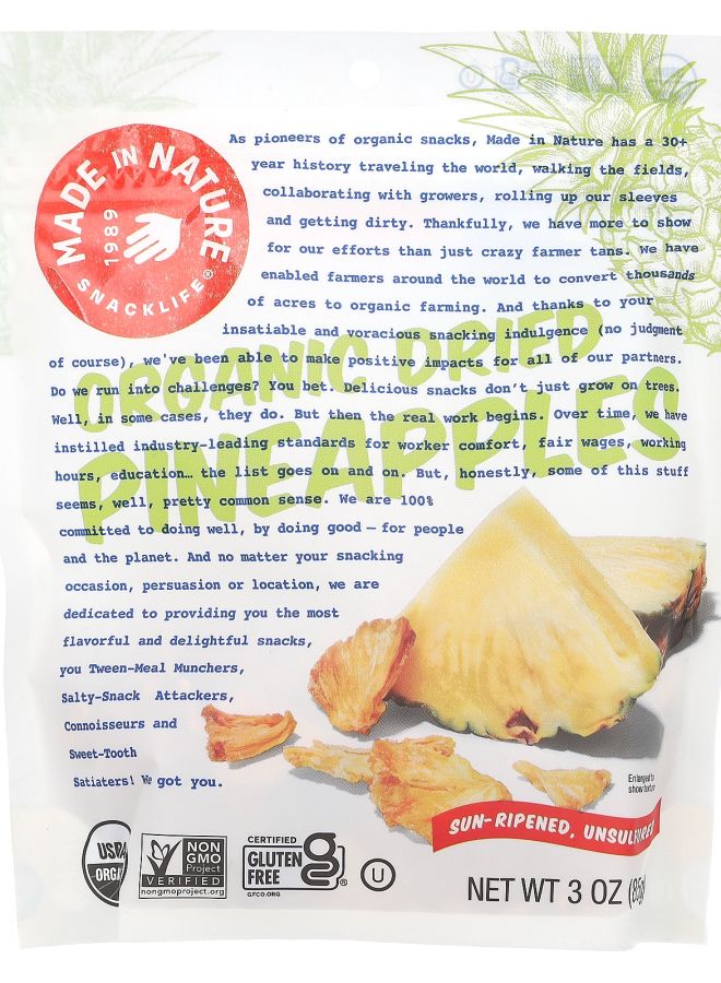 MADE IN NATURE Organic Dried Pineapple 3 oz (85 g)
