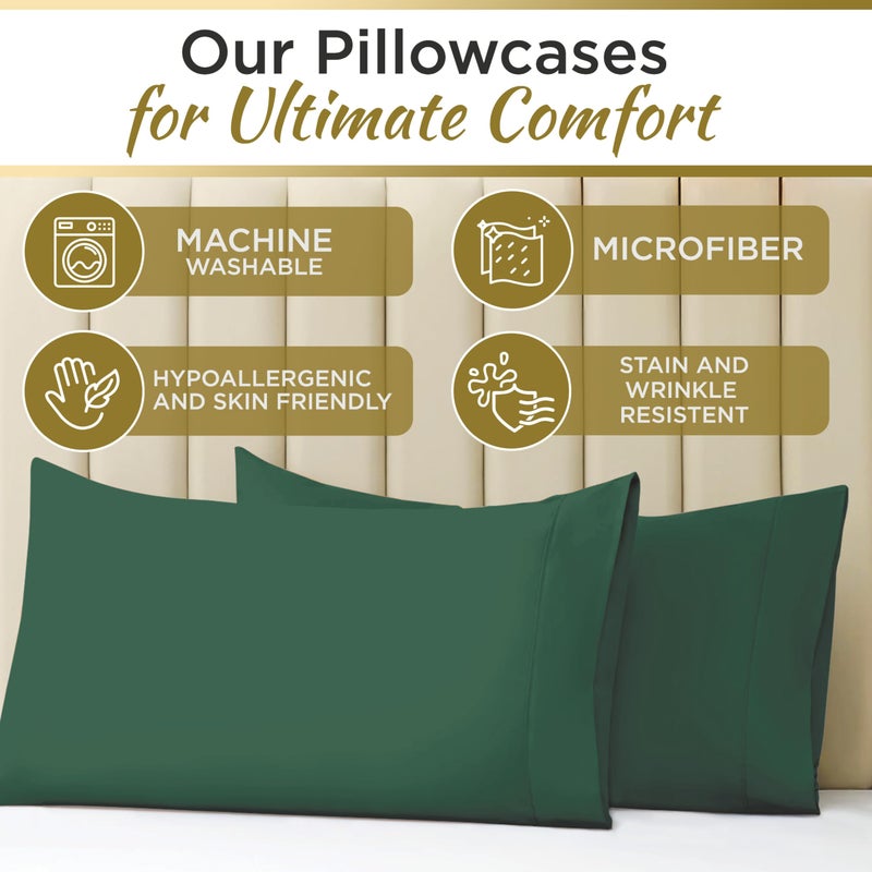 DESTINY CRESCENT BED Twin Sheet Set - 1800 Ultra-Soft Microfiber Twin Bed Sheets - Double Brushed - Deep Pockets - Easy Fit - Wrinkle Free - Comfy - 3 Piece Set - Bedding Sheets & Pillowcases (Twin  Hunter Green) - Image 3