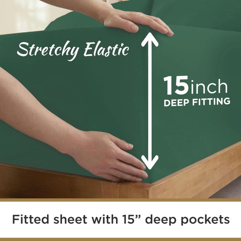 DESTINY CRESCENT BED Twin Sheet Set - 1800 Ultra-Soft Microfiber Twin Bed Sheets - Double Brushed - Deep Pockets - Easy Fit - Wrinkle Free - Comfy - 3 Piece Set - Bedding Sheets & Pillowcases (Twin  Hunter Green) - Image 4