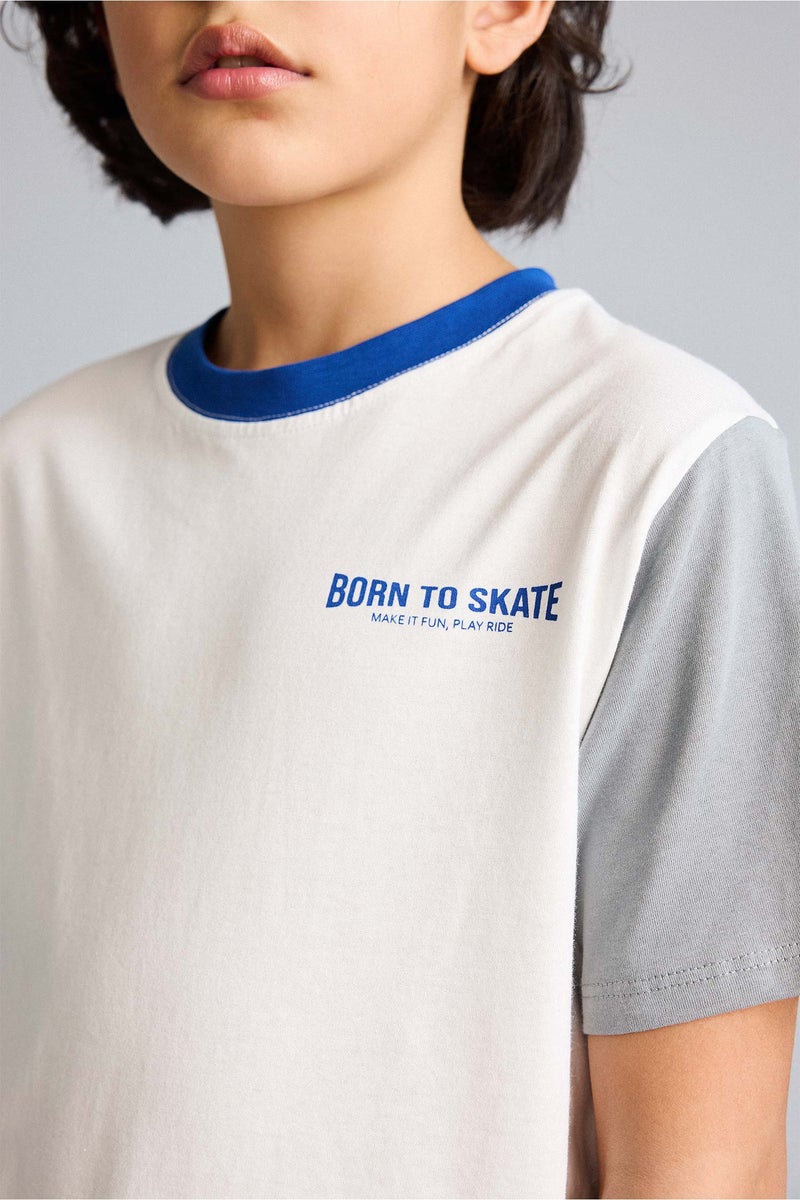 DeFacto Beige Boy Boy Printed T-Shirt Casual - Image 4