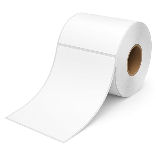 SpiderJuice 1Pc Adhesive Plain White Direct Thermal Labels Stickers Printing Roll Thermal Printer Paper 4" x 6" (100 x 150 mm) Ideal for Flex and E-Commerce Shipping Parcel Barcode and Address Labels - Image 1
