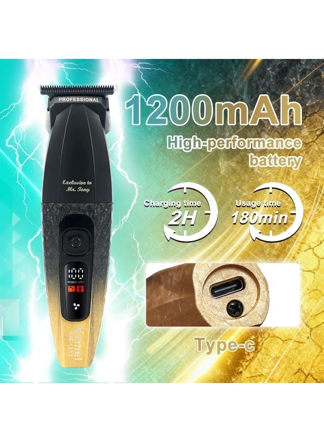 Kemei Km-1817 Professional Hair Clipper for Men Blade Full Metal LED Display Low Noise Trimmer Finishing Machine - Image 4