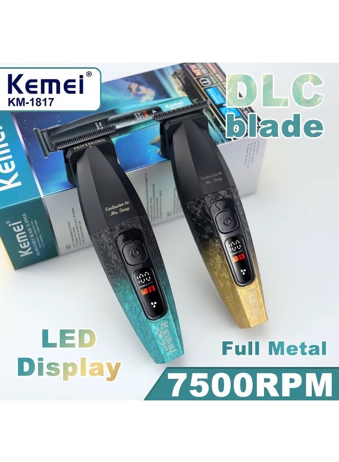 Kemei Km-1817 Professional Hair Clipper for Men Blade Full Metal LED Display Low Noise Trimmer Finishing Machine - Image 3