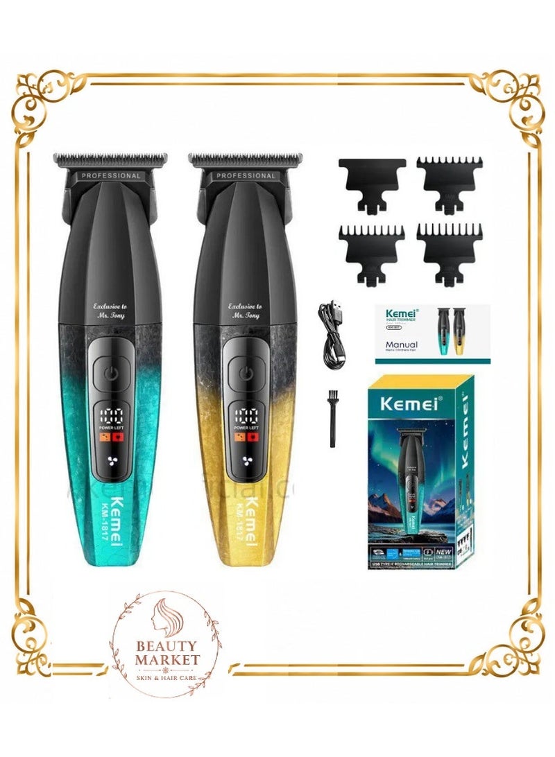 Kemei Km-1817 Professional Hair Clipper for Men Blade Full Metal LED Display Low Noise Trimmer Finishing Machine - Image 1