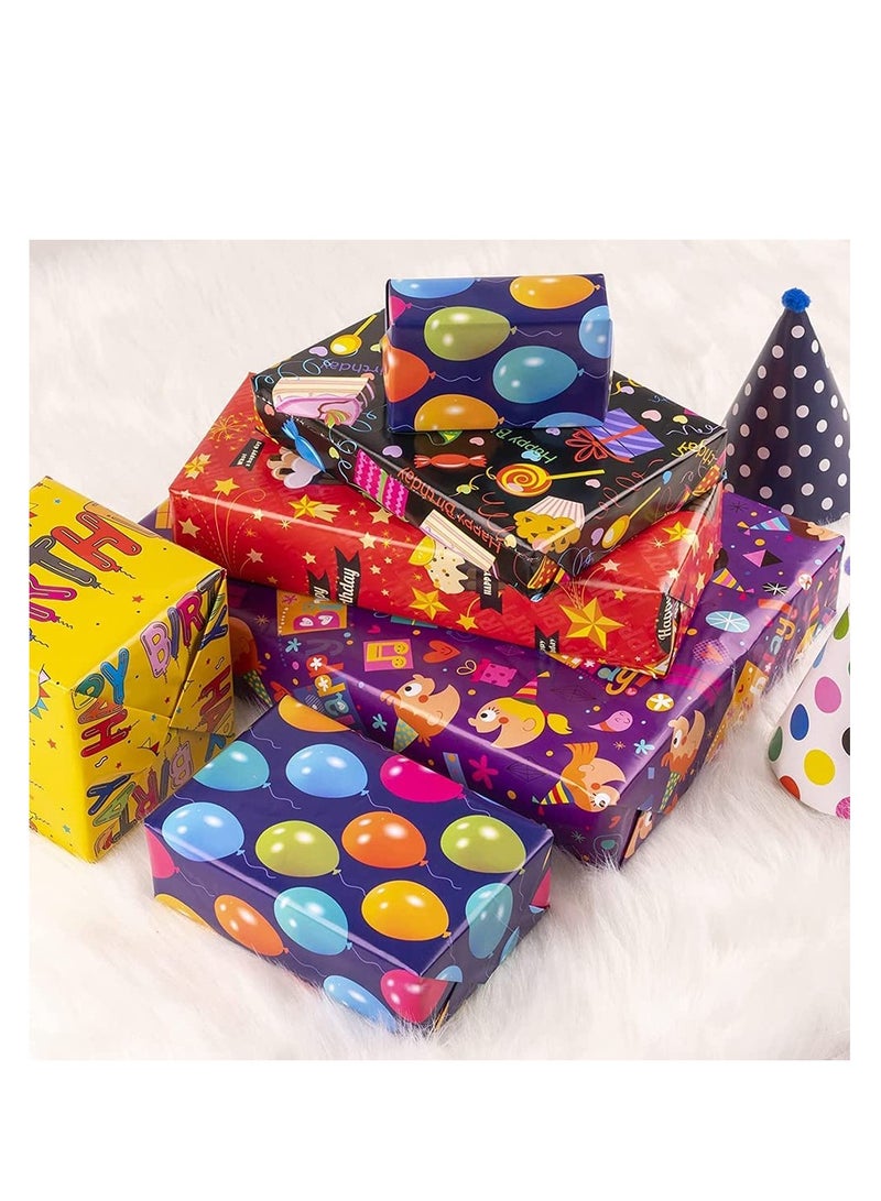 Excefore Gift Wrapping Paper Roll Included 6 Pack for Birthday, Holiday, Wedding, Graduations, Party, Kids Gift Wrapping - Image 2