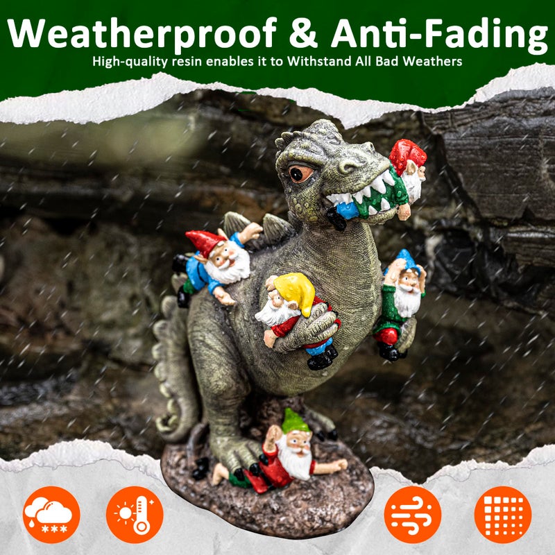 SOWSUN Dinosaur Gnomes Garden Statues Garden Decor Yard Decorations Outdoor, Patio, Yard, Lawn Ornaments Unique Housewarming Gifts for Women, Mom for Mothers Day - Image 2