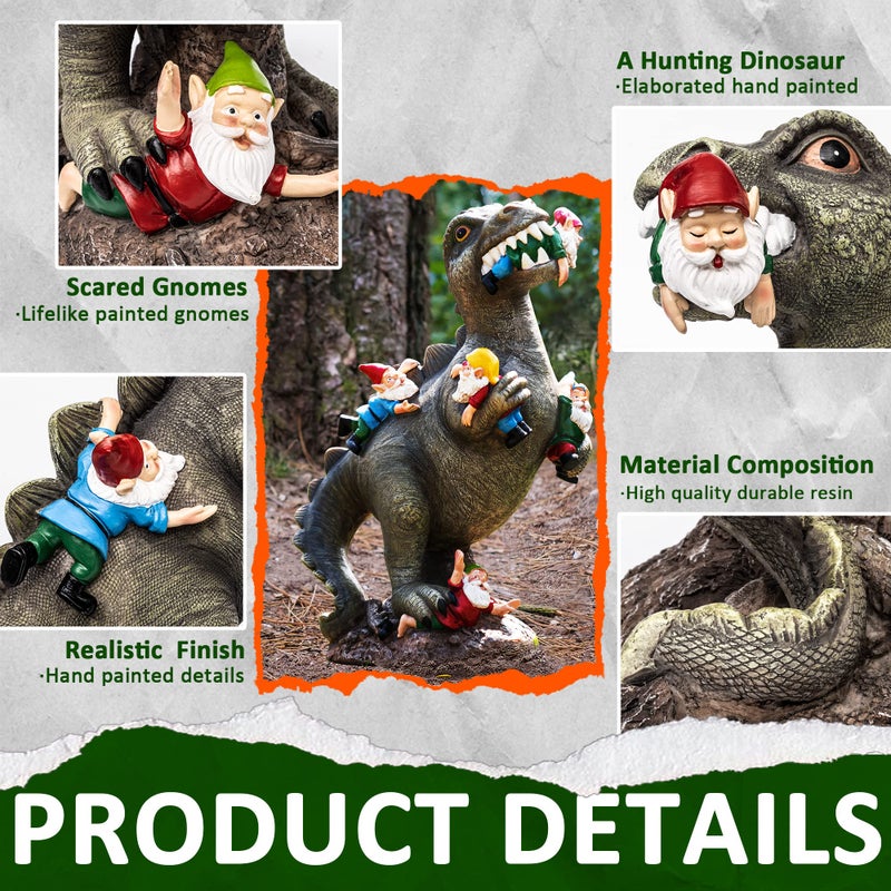 SOWSUN Dinosaur Gnomes Garden Statues Garden Decor Yard Decorations Outdoor, Patio, Yard, Lawn Ornaments Unique Housewarming Gifts for Women, Mom for Mothers Day - Image 4