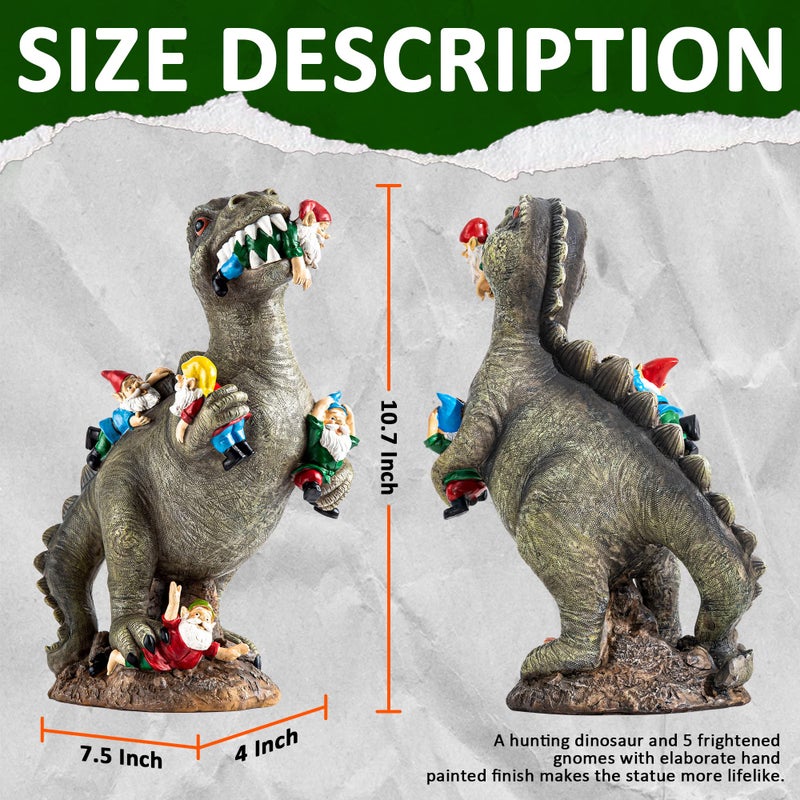 SOWSUN Dinosaur Gnomes Garden Statues Garden Decor Yard Decorations Outdoor, Patio, Yard, Lawn Ornaments Unique Housewarming Gifts for Women, Mom for Mothers Day - Image 3