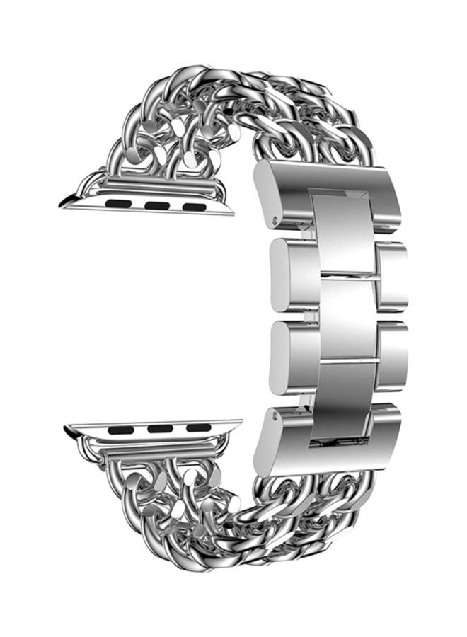 Voberry Double Row Cowboy Chain Metal Replacement Band For Apple Watch Series 4 40mm Silver - Image 1