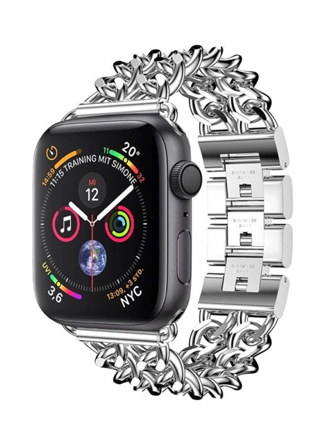 Voberry Double Row Cowboy Chain Metal Replacement Band For Apple Watch Series 4 40mm Silver - Image 2