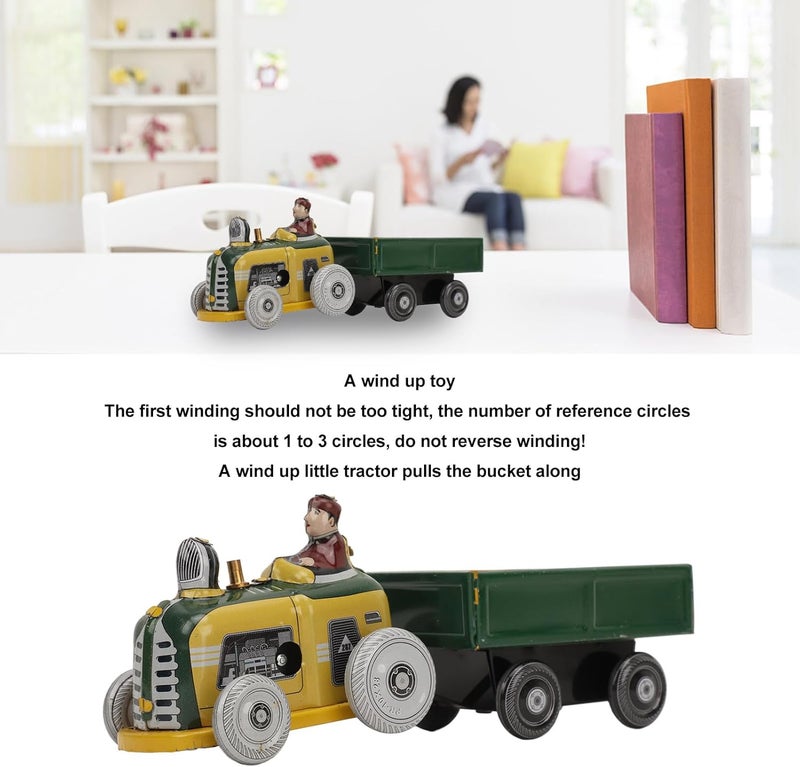 كلاراكو لعبة جرار، لعبة كلاسيكية تعمل باللف، جرار معدني من الصفيح، جرار قابل للفصل، جرارات كلاسيكية نوستالجية للأطفال، هدايا لعيد الميلاد - Image 3