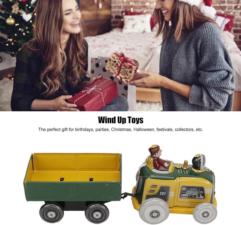 كلاراكو لعبة جرار، لعبة كلاسيكية تعمل باللف، جرار معدني من الصفيح، جرار قابل للفصل، جرارات كلاسيكية نوستالجية للأطفال، هدايا لعيد الميلاد - Image 2