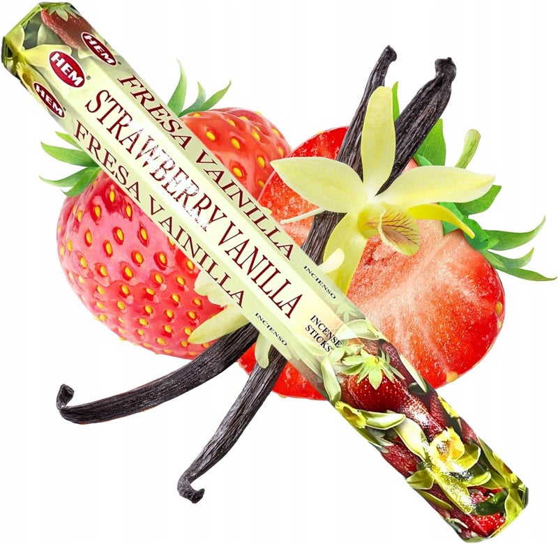 HEM Strawberry Vanilla Incense Sticks - 6 Pack of 20 Sticks Each, Total 120 Sticks - Image 1