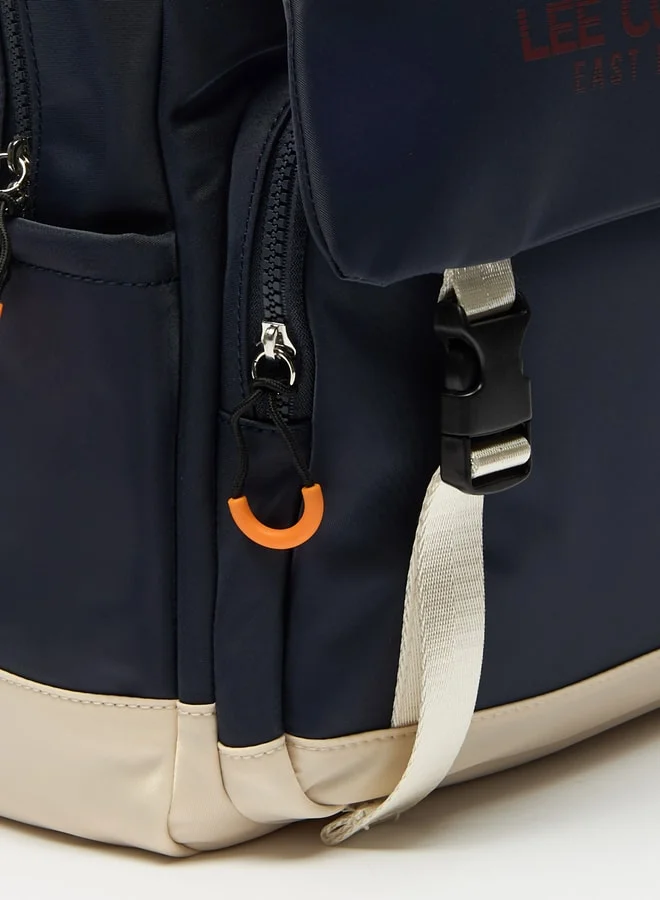 Lee Cooper Logo Print Backpack with Adjustable Straps and Zip Closure