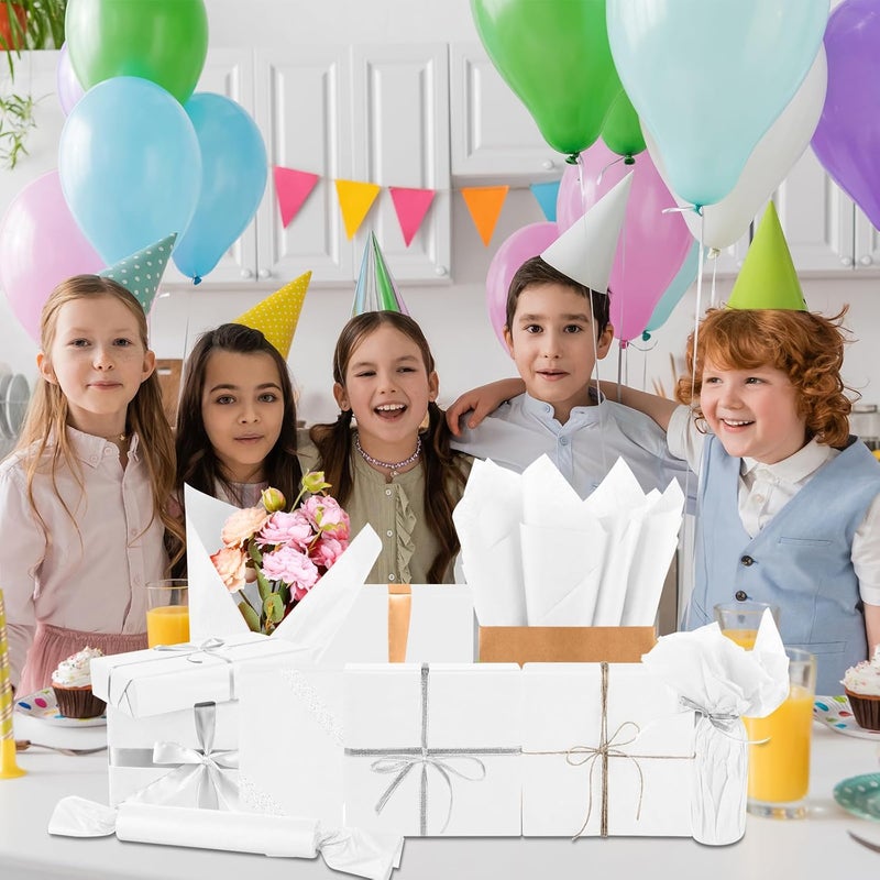 PLULON 60 Sheets White Tissue Paper Bulk, Gift Wrapping Tissue Paper for Packaging 14 x 20 Inch Art Crafts for Gift Bags Decorative Floral Wedding Birthday Party Decor - Image 4