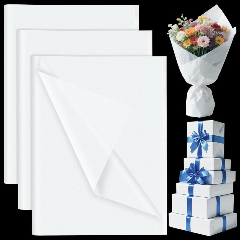 PLULON 60 Sheets White Tissue Paper Bulk, Gift Wrapping Tissue Paper for Packaging 14 x 20 Inch Art Crafts for Gift Bags Decorative Floral Wedding Birthday Party Decor - Image 1