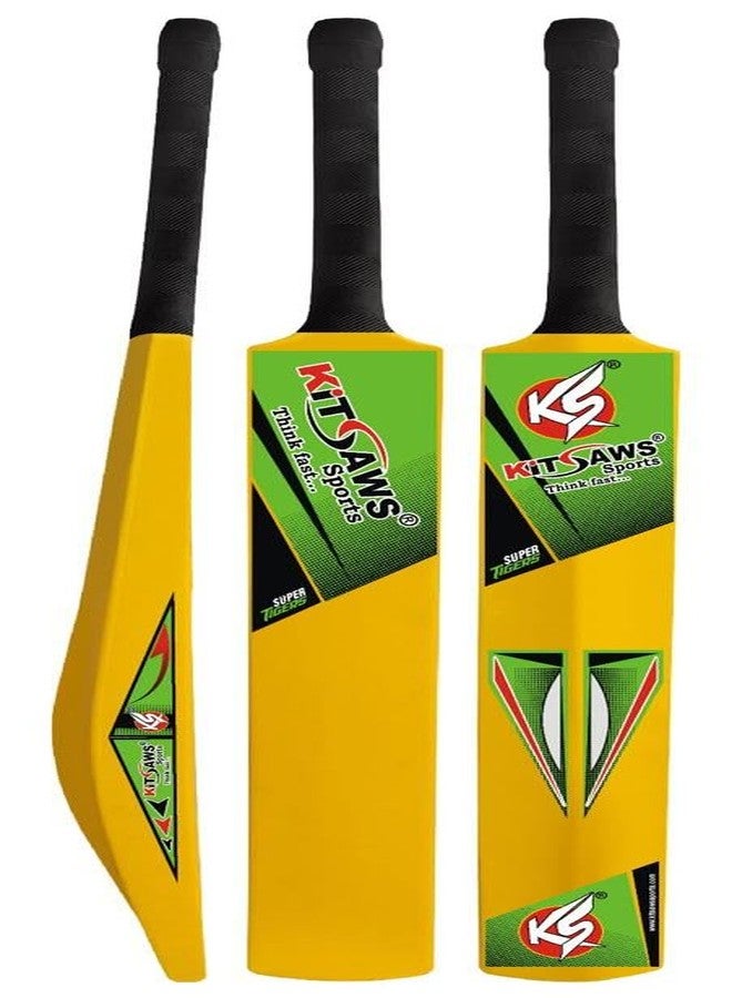 KITSAWS Sports Heavy Duty Plastic Cricket Bat,Full Size (34” X 4.25”inches) Premium Bat for All Age Groups Kids/Boys/Girls/Adults Color Yellow-BIS Approved