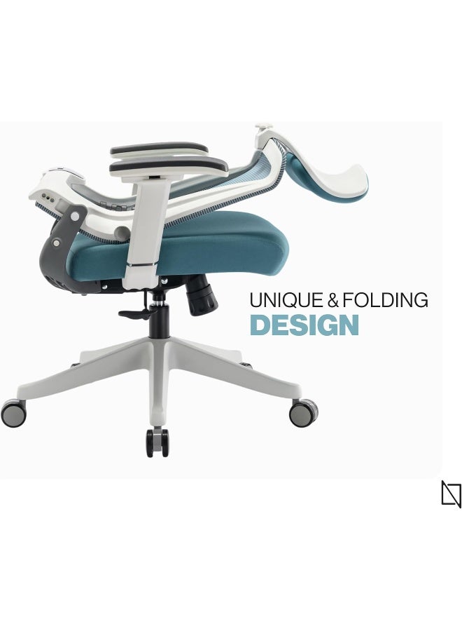 Navodesk NAVO KIKO Ergonomic Office Chair, Foldable Premium High Back Chair for Home & Office, Computer Chair with 3D Armrests, Desk Chair with Mesh Back and Lumbar Support (MARINE BLUE) - Image 4
