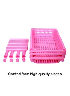 sulfar Sulfar Multipurpose Plastic Trolley with Dish Rack for Kitchen Fruit Vegetable Storage Basket Modern Organizer - 3 Layer Stackable Shelf Cart Kitchenware Food, Snacks, Bottles, Toys (Pink)  - Image 3