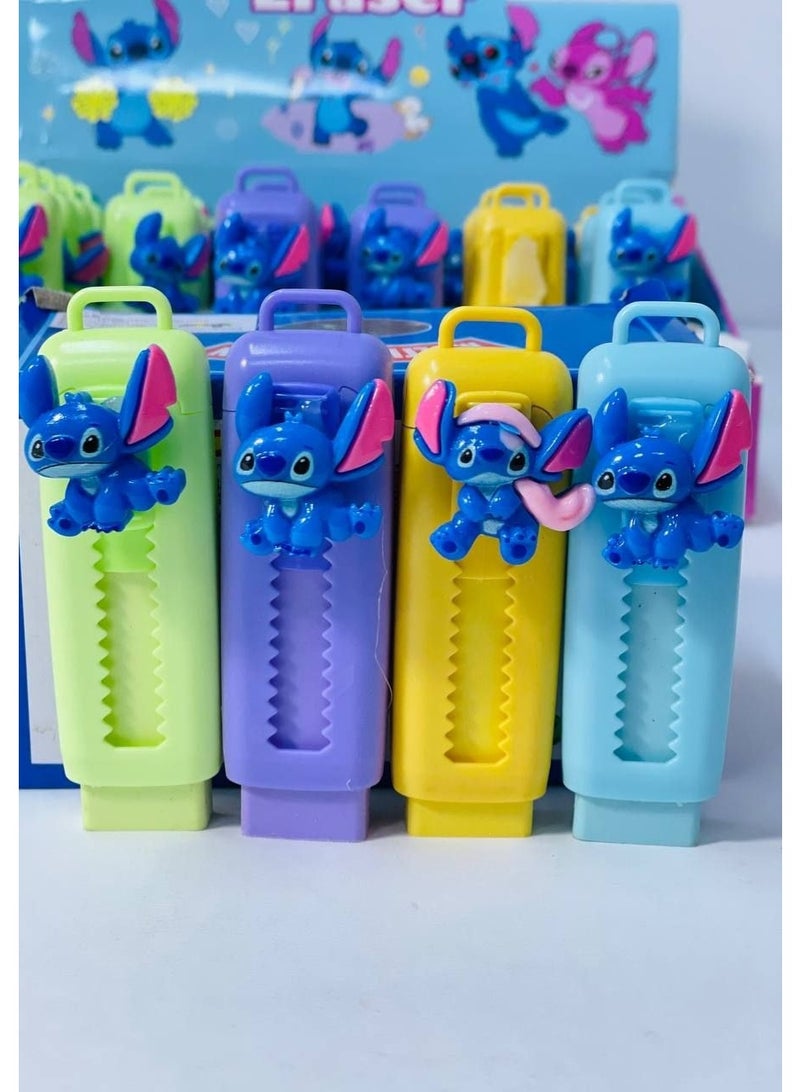 Retractable cartoon-style eraser (shaped like a utility knife), multicolored: 4 pieces.