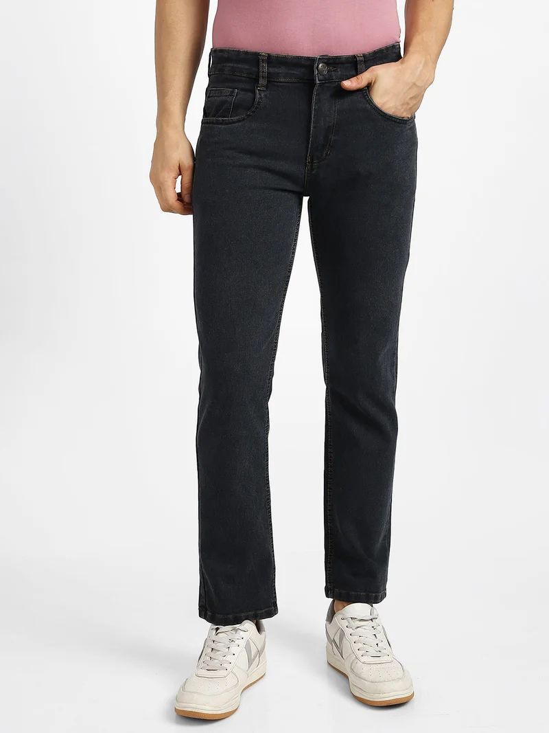Urbano Fashion Men's Dark Grey Regular Fit Washed Jeans Stretchable