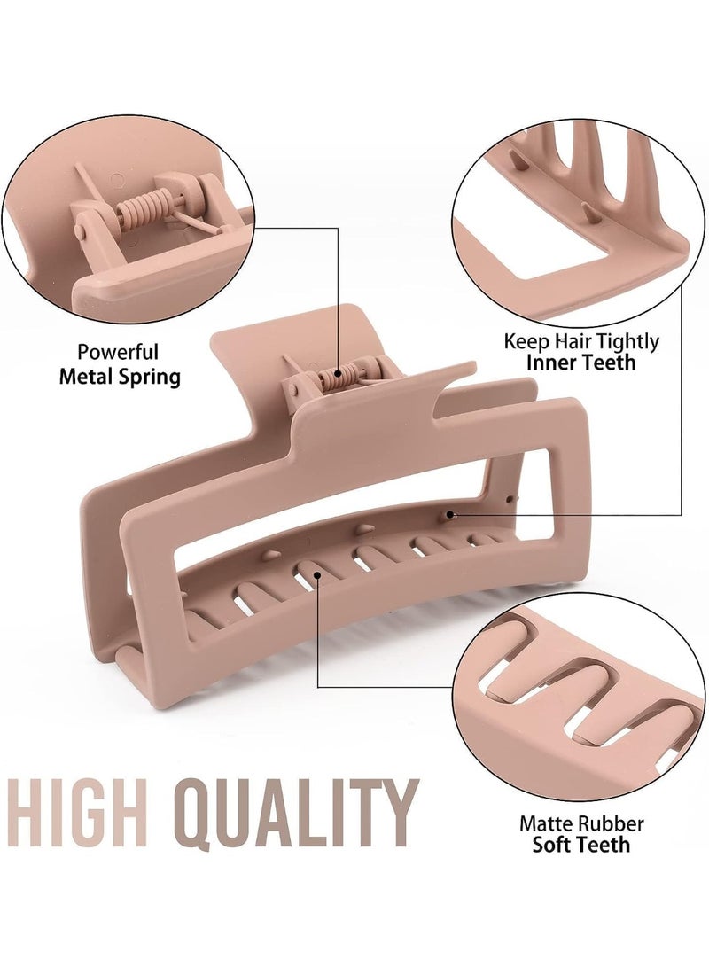 4 Pack 5 inch Large Claw Clips for Thick Hair and Long Hair, Jumbo Claw clips, Oversized Matte Non-slip Rectangle Hair Clips for Women, Neutral Color Big Strong Hold Jaw Clip - Image 3