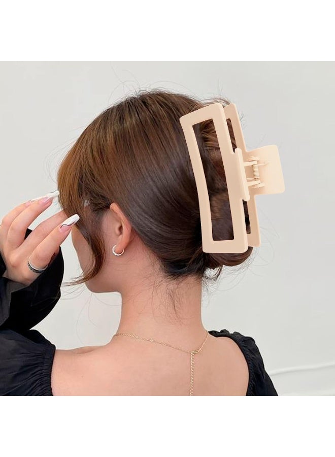 4 Pack 5 inch Large Claw Clips for Thick Hair and Long Hair, Jumbo Claw clips, Oversized Matte Non-slip Rectangle Hair Clips for Women, Neutral Color Big Strong Hold Jaw Clip - Image 5