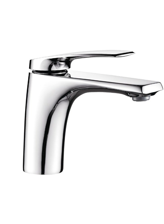 DANUBE HOME Milano Nico Basin Mixer With Pop Up Waste Chrome | Brass Basin Mixer | Single Tap Wash Basin Mixer Sink Faucet For Bathroom Faucet Vanity Lavatory - Chrome - Image 1