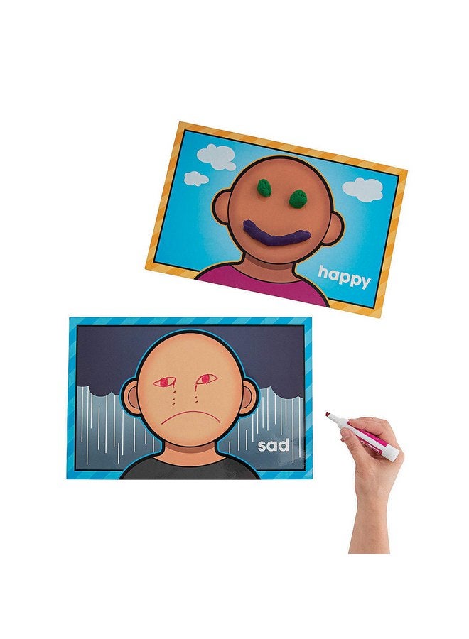 فن إكسبريس بساط لعب قابل للمسح ومغلف برسومات وجوه عاطفية من Fun Express - صورة طفل يعبر عن مشاعره - ألعاب مهدئة للأطفال - تعلم اجتماعي عاطفي - 24 قطعة