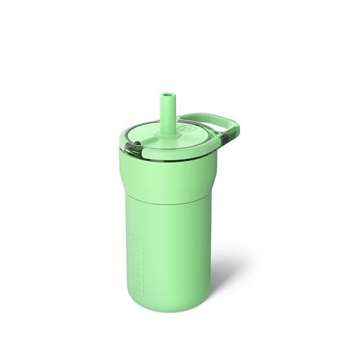 BrÃ¼Mate BrüMate Leap 12oz 100% Leakproof Kids Tumbler with Handle and Silicone Soft Straw | Durable Drop Resistant Silicone Sleeve | Made of Insulated Stainless Steel | Cup Holder Friendly | 12oz (Kiwi) - Image 1