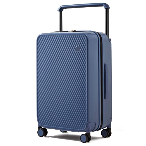 mixi Carry On Luggage Airline Approved 20'' Lightweight Luggage Wide Handle PC Hardshell Suitcases with Spinner Wheels & TSA Lock, Sapphire Blue - Image 1