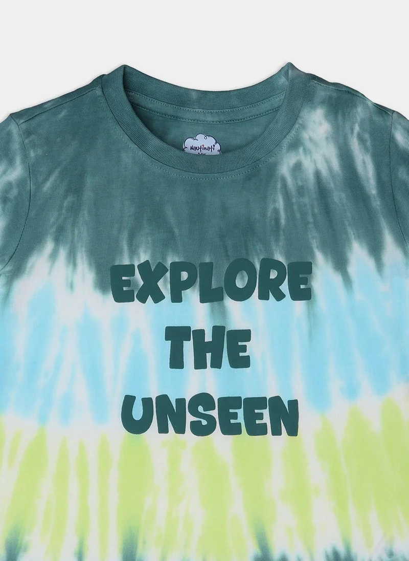 Nautinati  Nautinati Tie and Dye Multicolour Cotton T-shirt and Shorts Set for Boys for Men | Best Price UAE