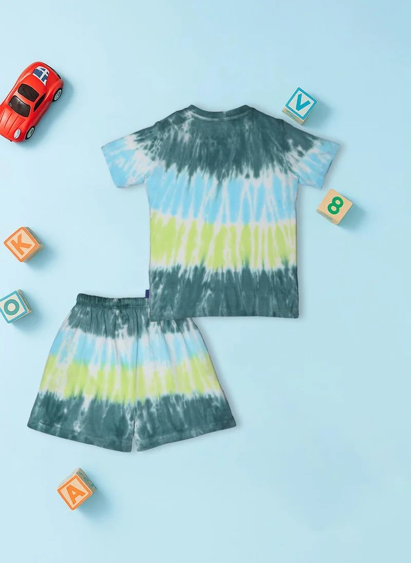 Nautinati  Nautinati Tie and Dye Multicolour Cotton T-shirt and Shorts Set for Boys for Men | Best Price UAE