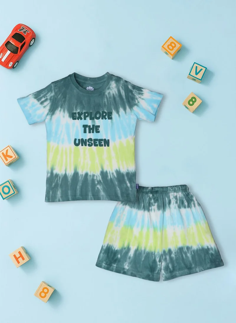 Nautinati  Nautinati Tie and Dye Multicolour Cotton T-shirt and Shorts Set for Boys for Men | Best Price UAE