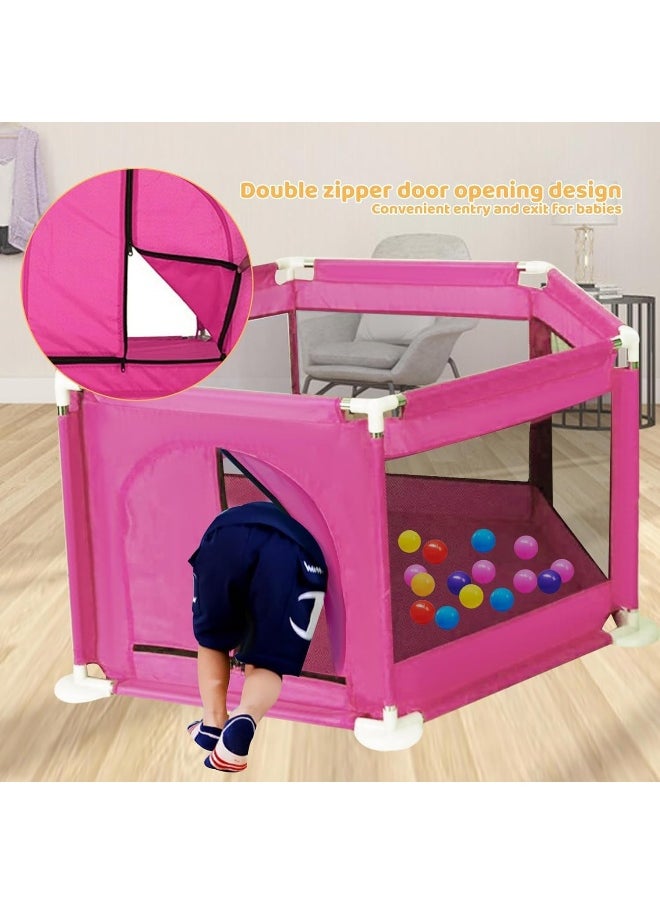 Generic SAFENHAND Baby Kids Hexagonal Fence Playpen Activity Center Room with 50 pcs Ocean Balls For Baby Safety Protection Care Crawling Steady Fence Toys Indoors Outdoors  - Image 5