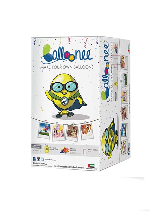 Balloonee Standard Disposable Helium Party Kit - (30 Balloons) 19.5x19.5x37cm - Image 1