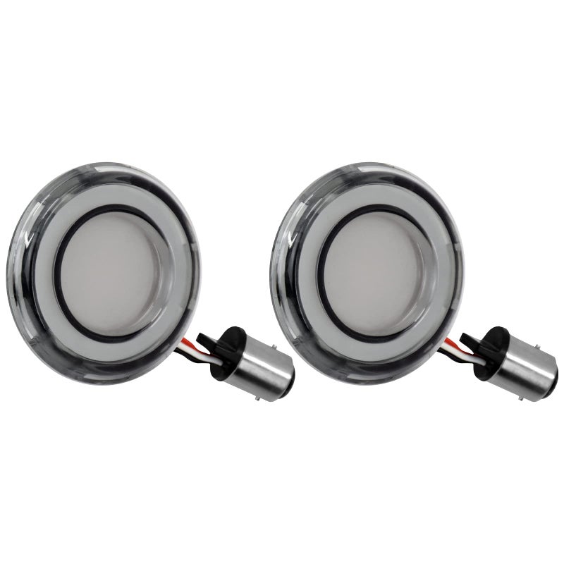 إشارات الانعطاف الأمامية للدراجة النارية HDBUBALUS 1157 LED ضوء تشغيل رصاصي لهارلي تورينغ رود كينغ رود جلايد سوفتيل إلكترا جلايد سبورتستر 1200 لو رايدر عدسة مدخنة