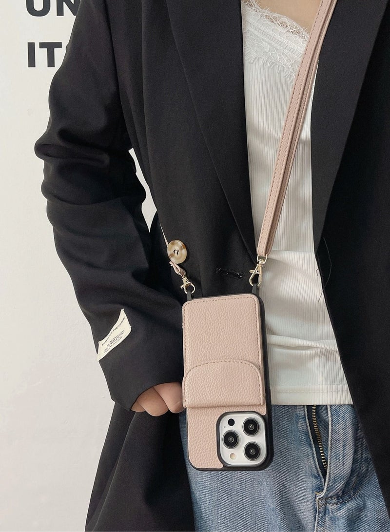 Suteni Crossbody Strap Back Cover Card Slots Leather Phone Case for iPhone - Image 2