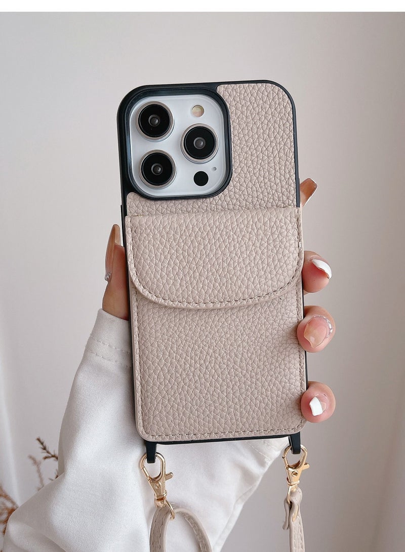 Suteni Crossbody Strap Back Cover Card Slots Leather Phone Case for iPhone - Image 1