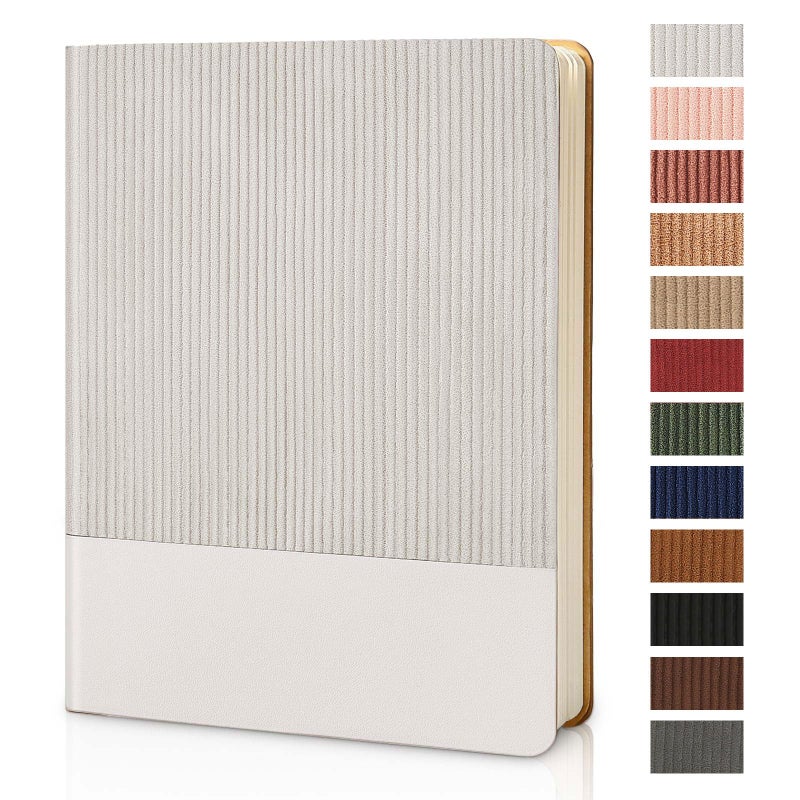 TSFPapier Lined Journal Notebook for Work College Ruled Note Book 7.2"x9.6" B5 PU Leather Daily Journaling 160 Pages for Women Men Writing Home School Supplies Business (Grey) - Image 1