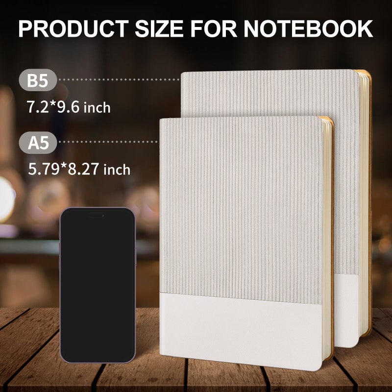 TSFPapier Lined Journal Notebook for Work College Ruled Note Book 7.2"x9.6" B5 PU Leather Daily Journaling 160 Pages for Women Men Writing Home School Supplies Business (Grey) - Image 2