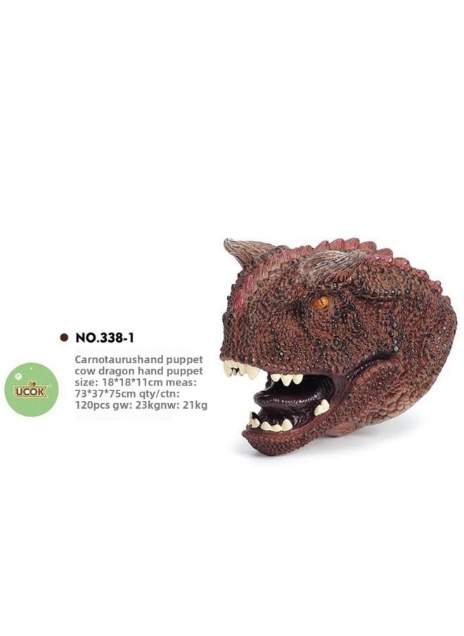 Generic - Dinosaur Puppet Gloves Soft Rubber Triceratops Tyrannosaurus Rex Head Swing Children Simulation Animal Model Boy Toy-Color:K338-3 - Image 1