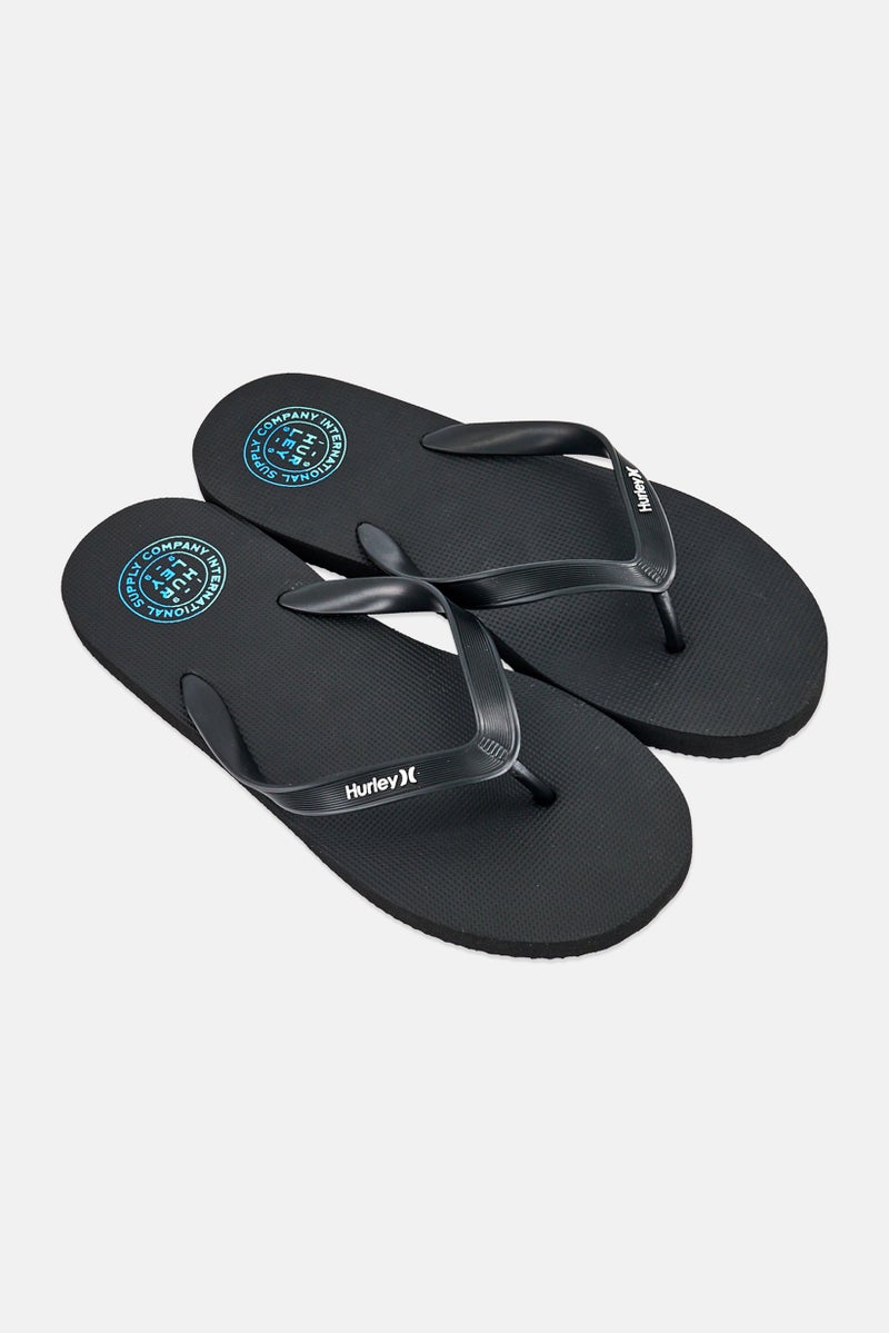 Hurley Men Brand Logo Slip On Slippers, Black - Image 2
